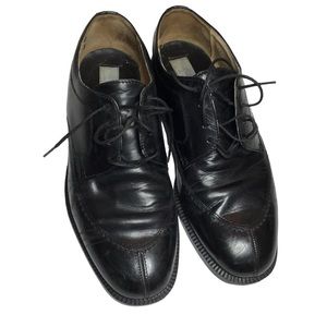 Stanley Blacker Mens Black Patent Leather Split-Toe Lace Up Oxford Dress Shoes